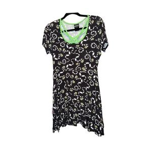 Beetlejuice Black and White Snake Print Dress with Green Accents Sz Large
